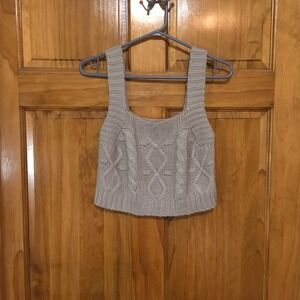 Kendall + Kylie Knit Cable Knit‎ Cropped Tank Top Sleeveless - Size M